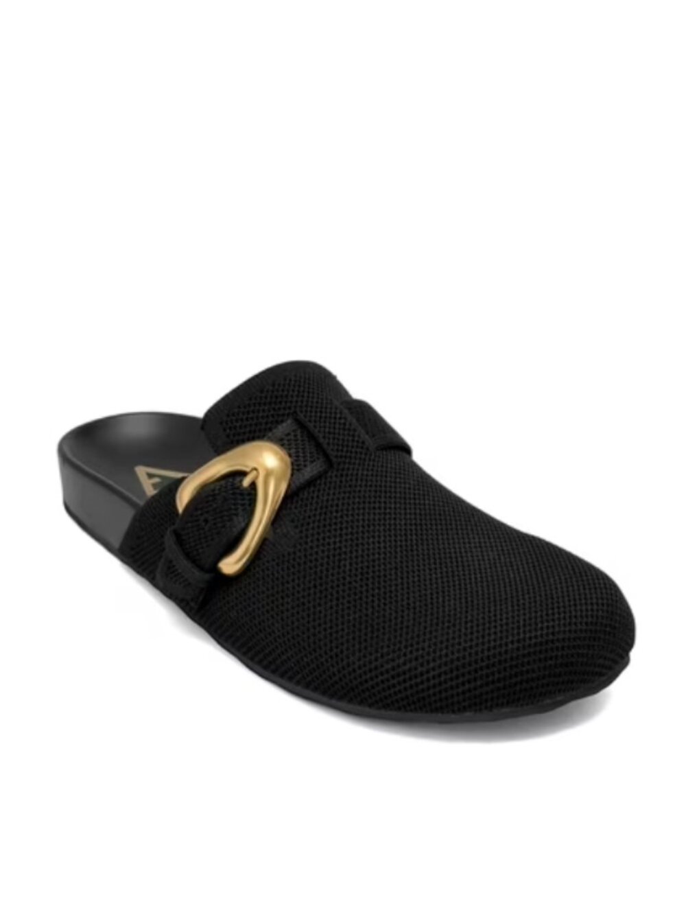 Aerosoles Lucca Footbed Buckle Clog Black Knit Gold Tone Buckle Size 8